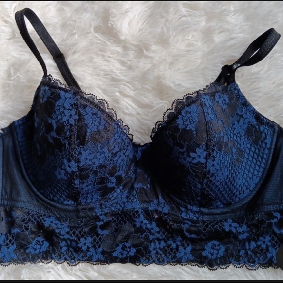 Adore Other - Adore Navy and Black Floral Lace Longline Bra